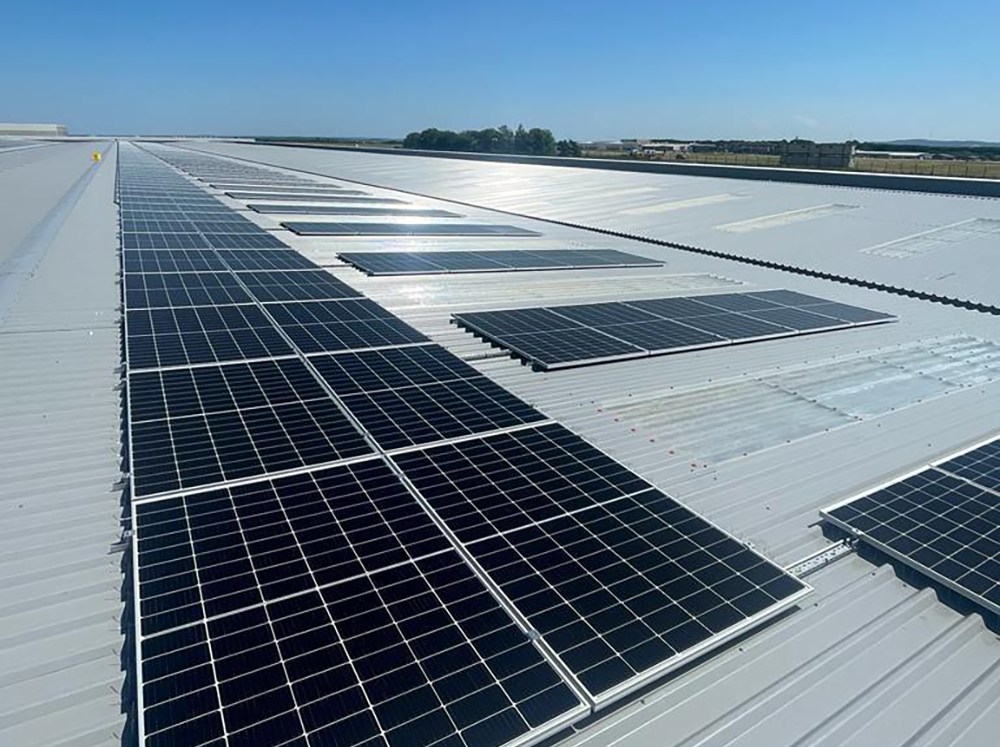 solar panels on a warehouse unit